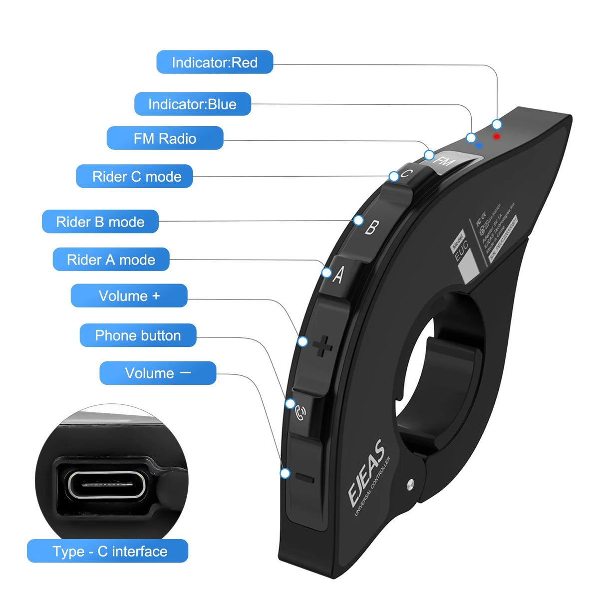 EJEAS EUC Universal Motorcycle Handlebar Remote Controller