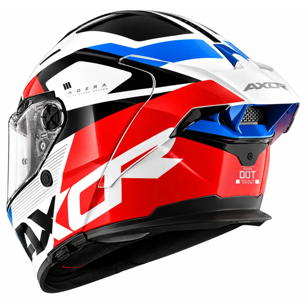 Axor Agera Rush Full Face Helmet With Spoiler (White Red)