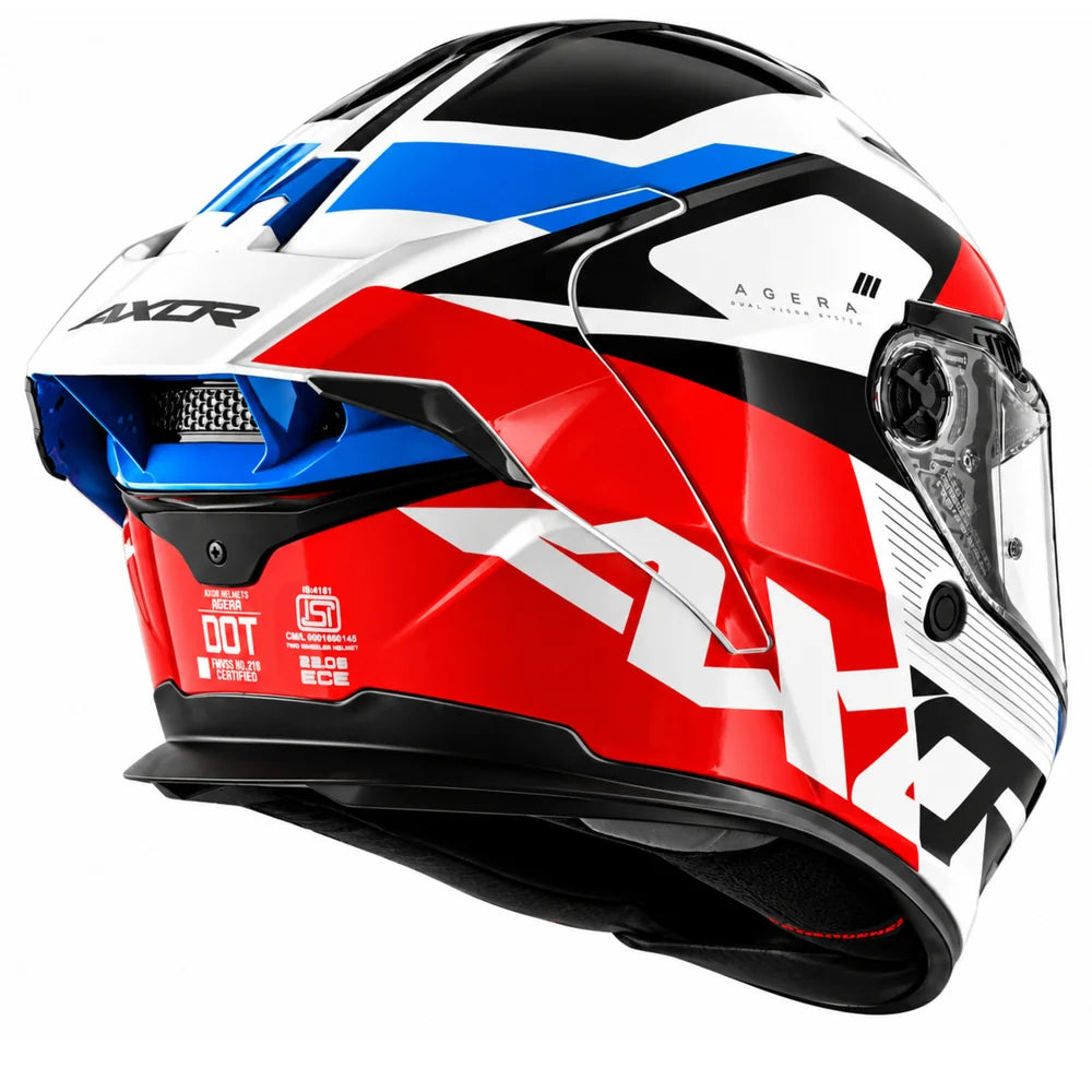 Axor Agera Rush Full Face Helmet With Spoiler (White Red)