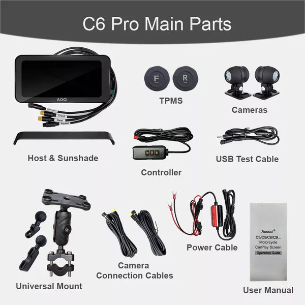 C6 Pro All-in-One Motorcycle Dash Cam with GPS & Anti-Theft