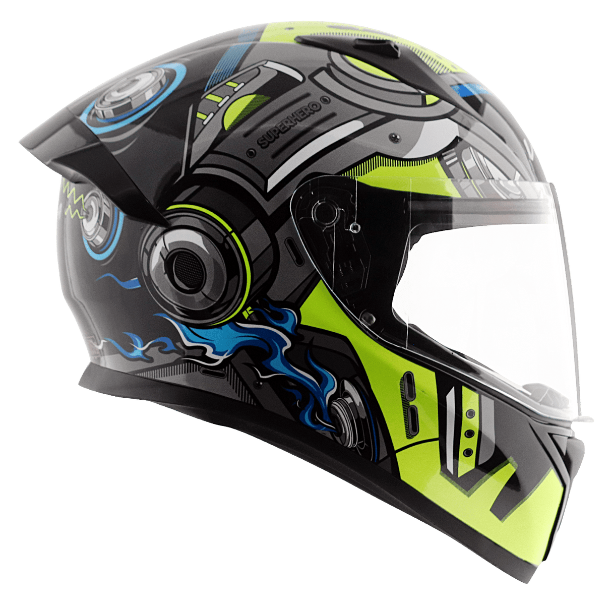 Bolt Superhero Helmet - Black Neon Yellow