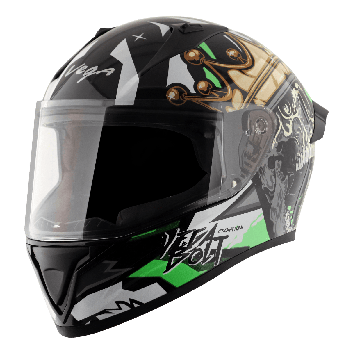 Bolt Crown Men Helmet - Black Neon Green