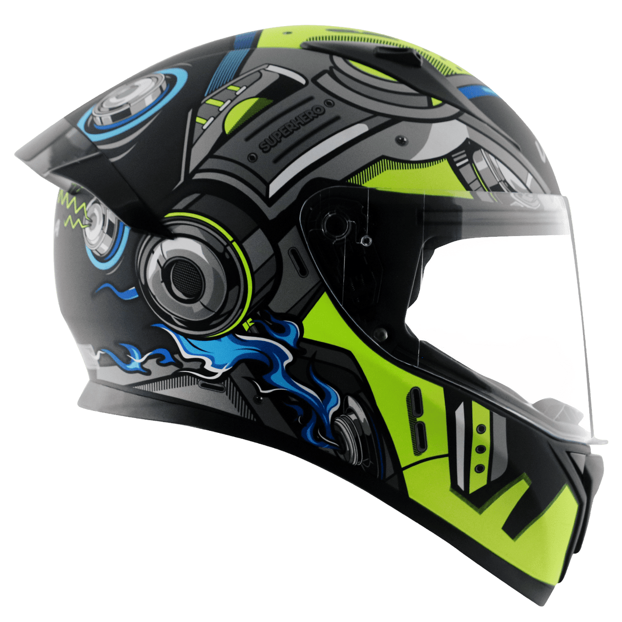 Bolt Superhero Helmet - Dull Black Neon Yellow