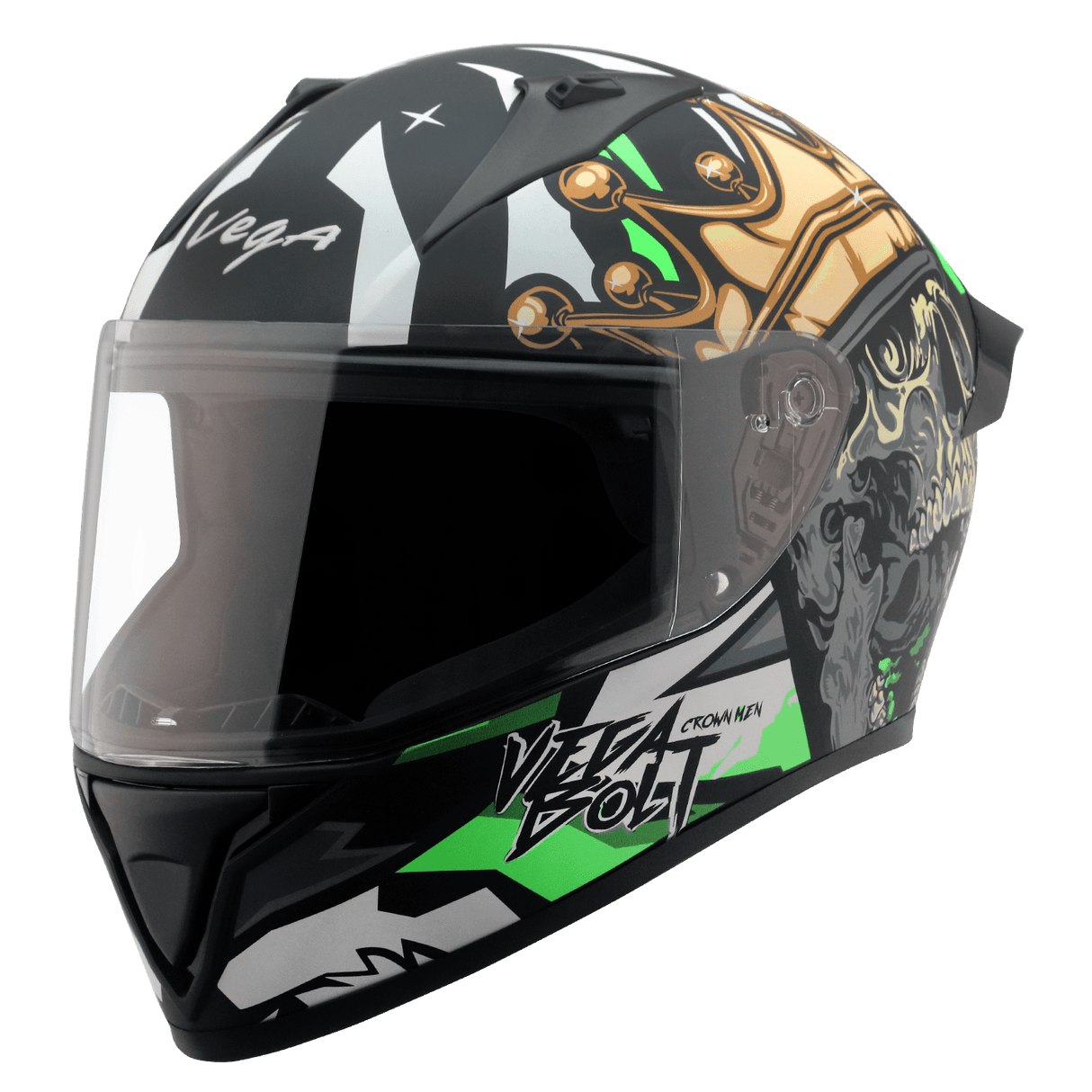 Bolt Crown Men Helmet - Dull Black Neon Green