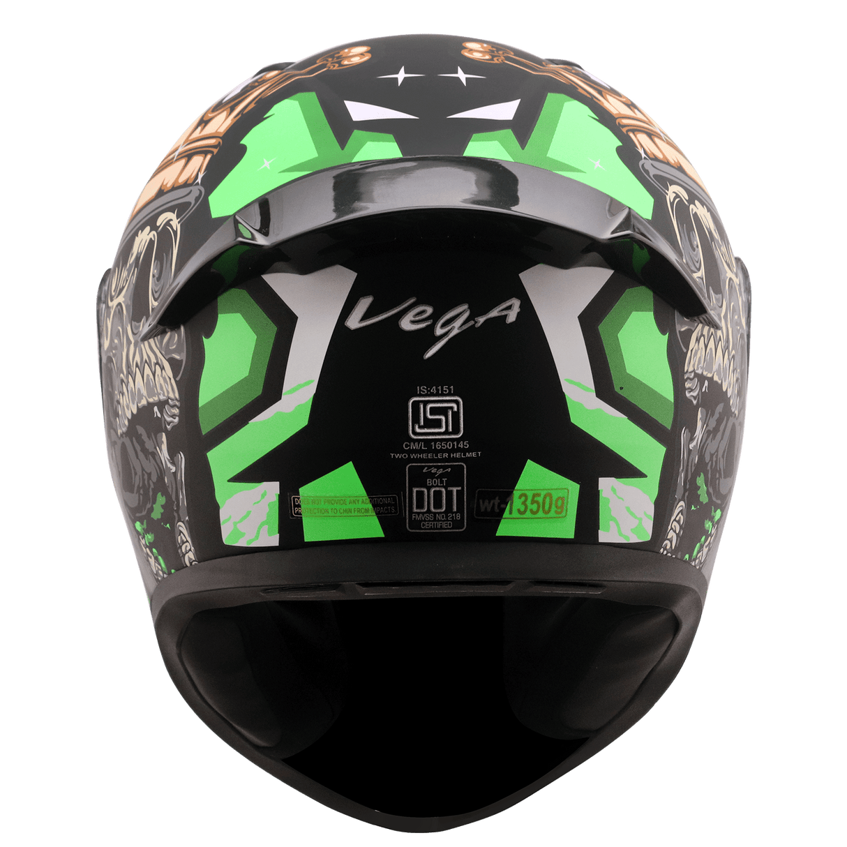 Bolt Crown Men Helmet - Dull Black Neon Green