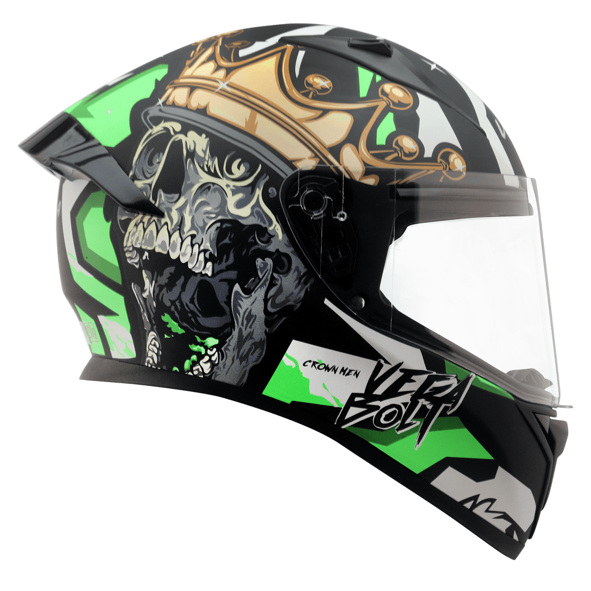 Bolt Crown Men Helmet - Dull Black Neon Green