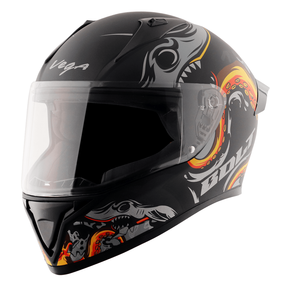 Bolt Octopus Helmet - Dull Black Orange
