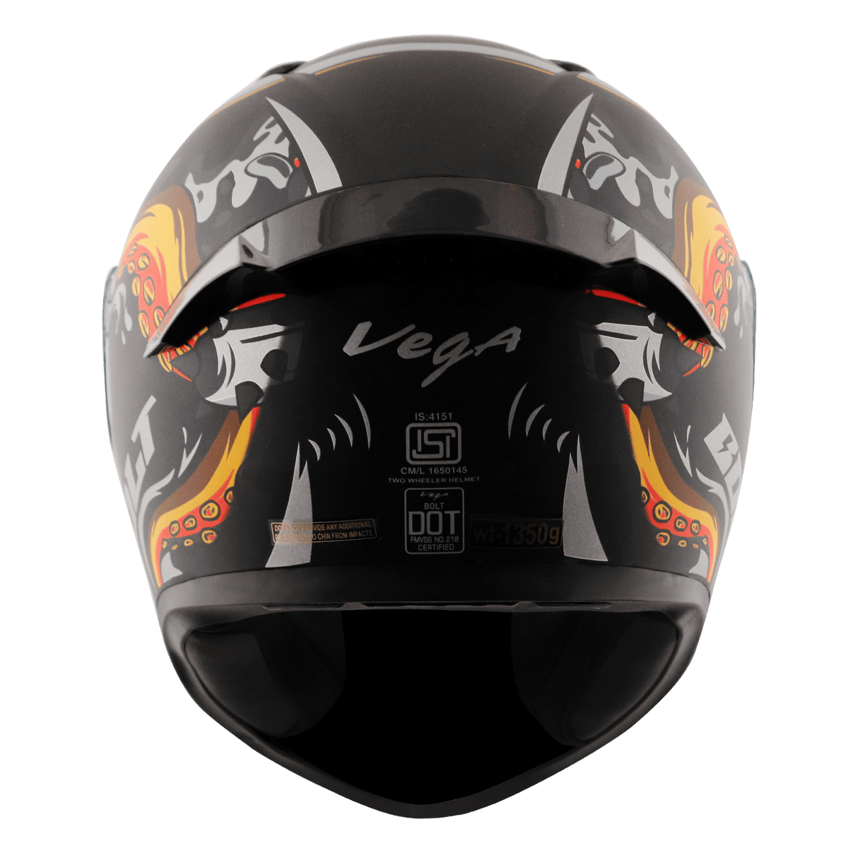 Bolt Octopus Helmet - Dull Black Orange