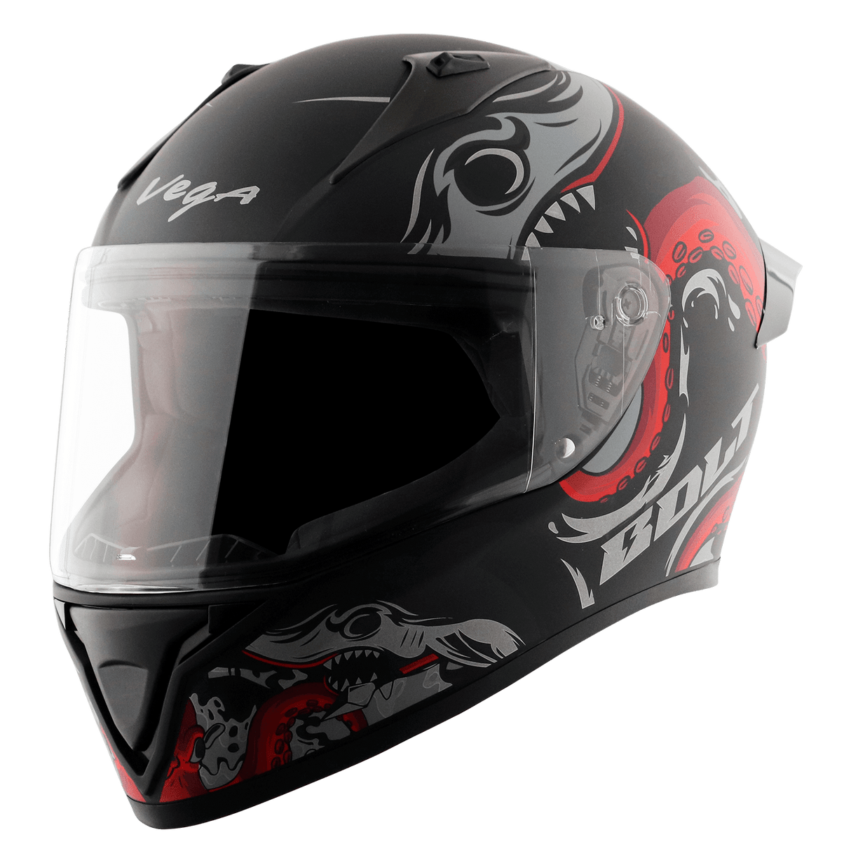 Bolt Octopus Helmet - Dull Black Red