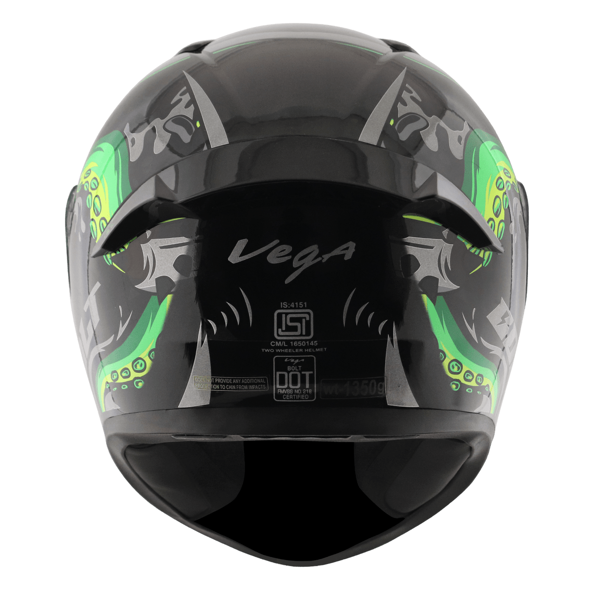Bolt Octopus Helmet - Black Neon Green