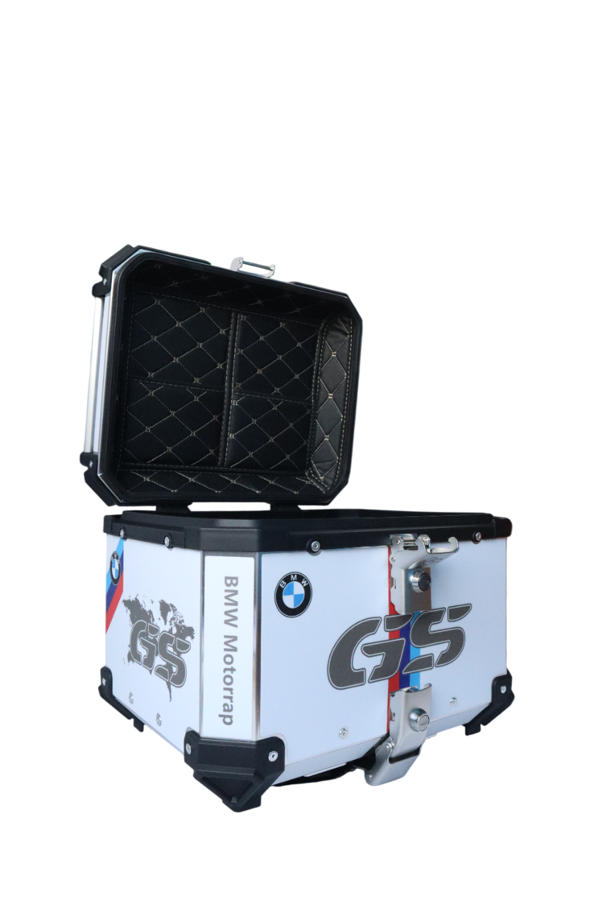 Aluminium 45 Litre Graphic BMW GS White Top Box