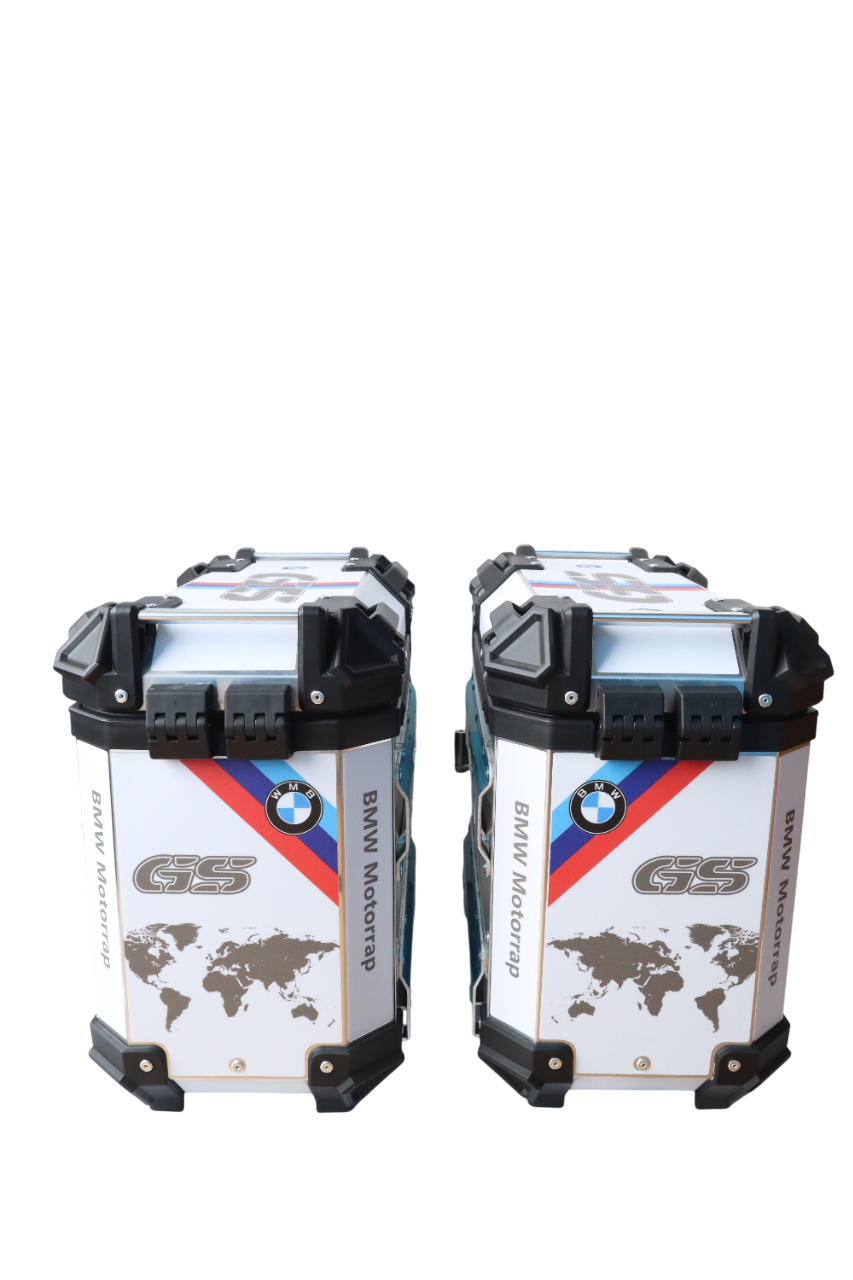 Aluminium Moto Care Side Box 36 Litre BMW GS Silver With Saddle Clamp