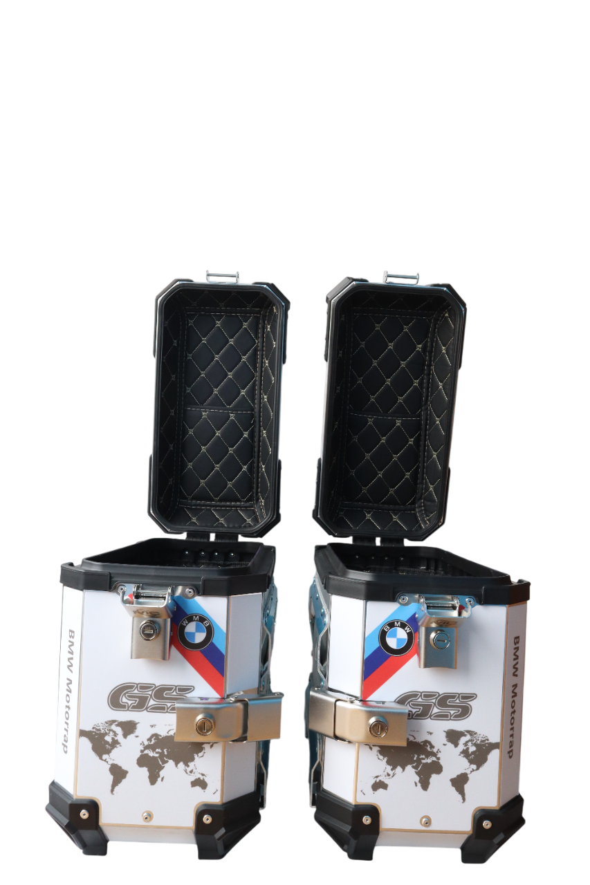 Aluminium Moto Care Side Box 36 Litre BMW GS Silver With Saddle Clamp