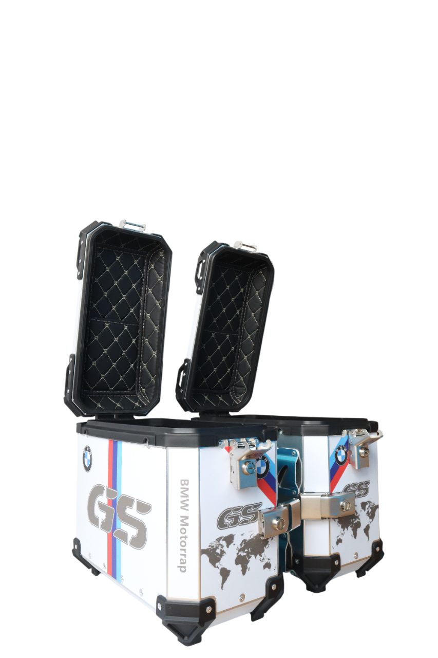 Aluminium Moto Care Side Box 36 Litre BMW GS Silver With Saddle Clamp