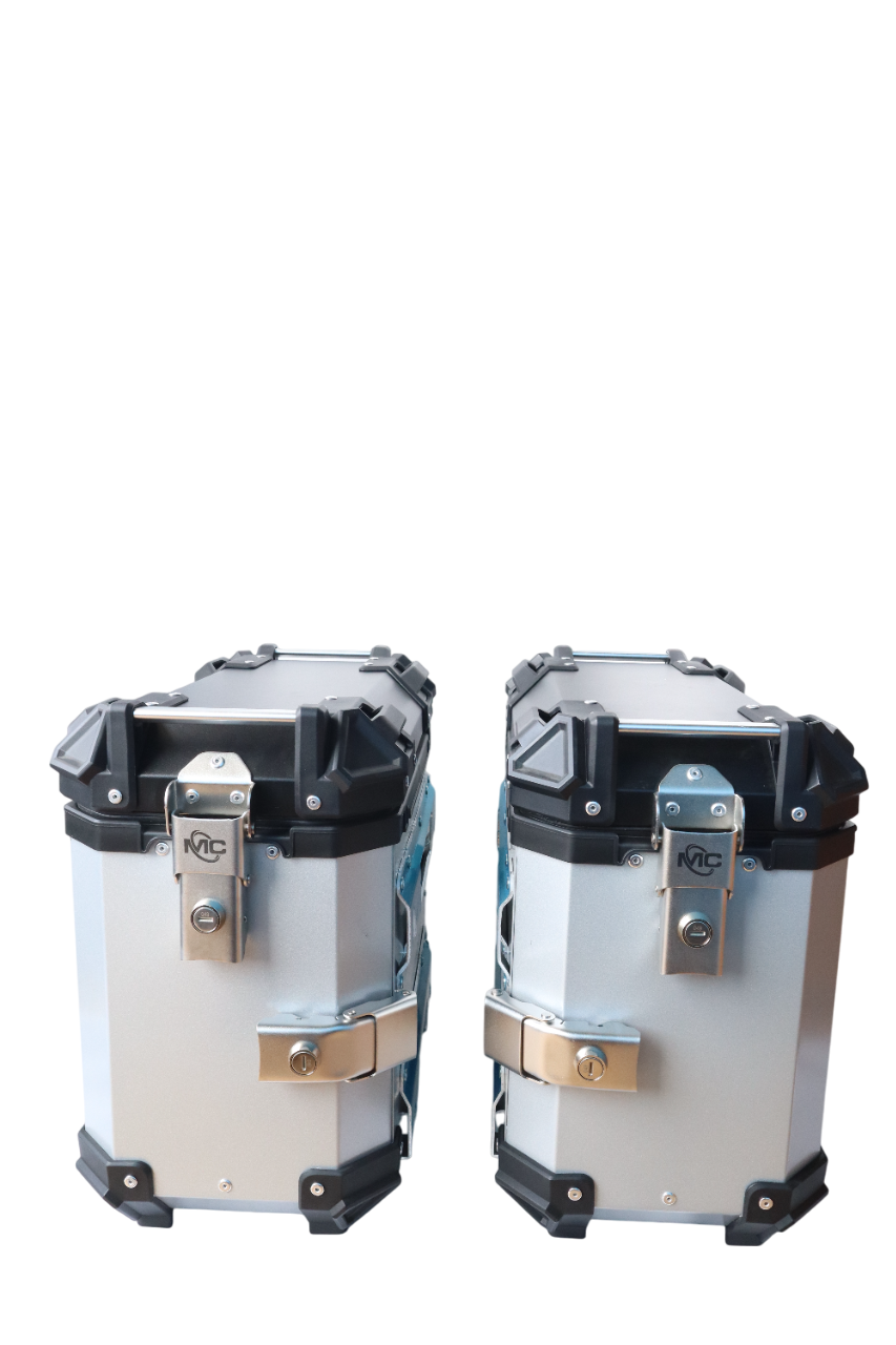 Aluminium Side Box MX 36 Litre Silver With Saddle Clamp