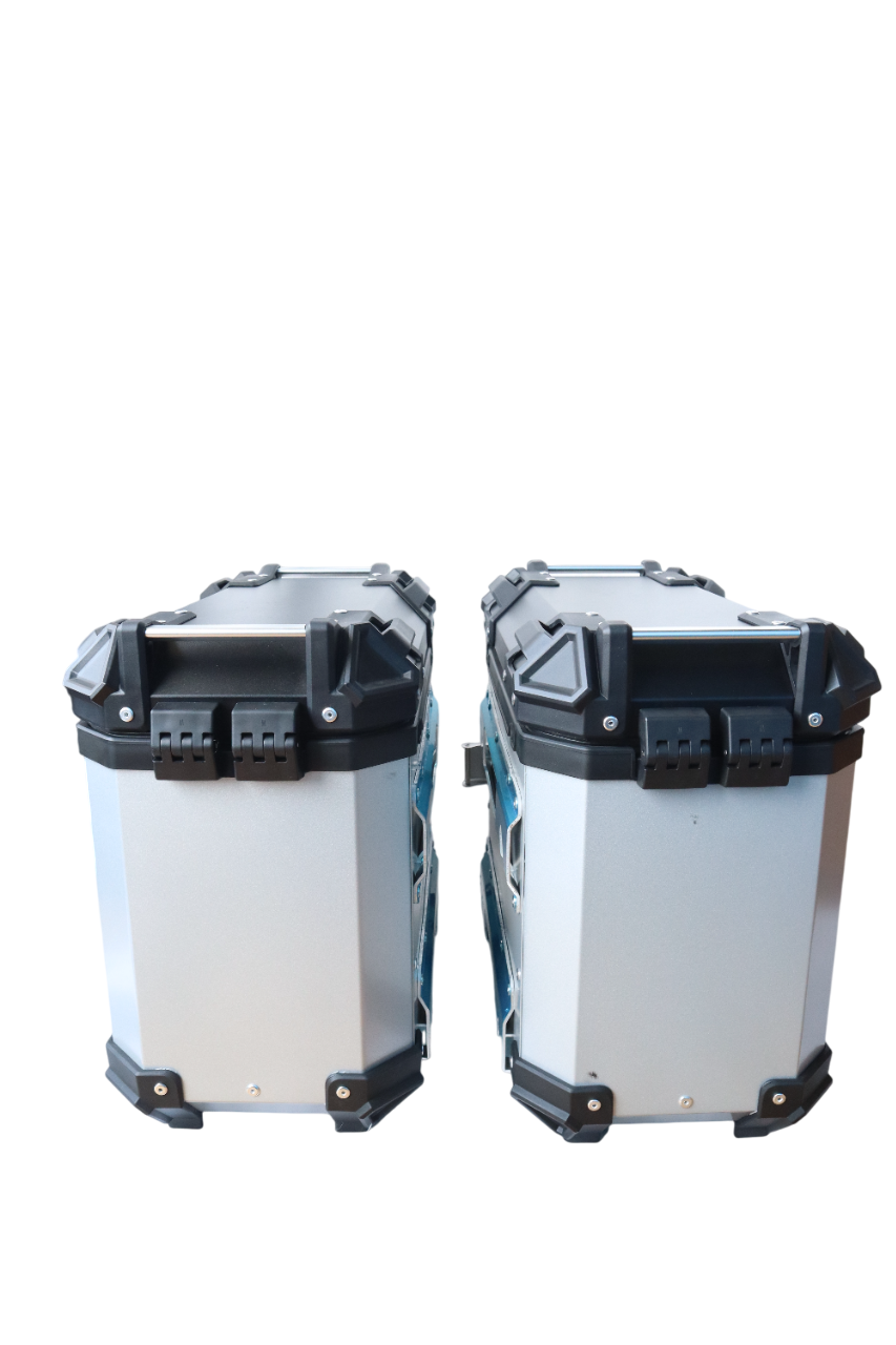 Aluminium Side Box MX 36 Litre Silver With Saddle Clamp