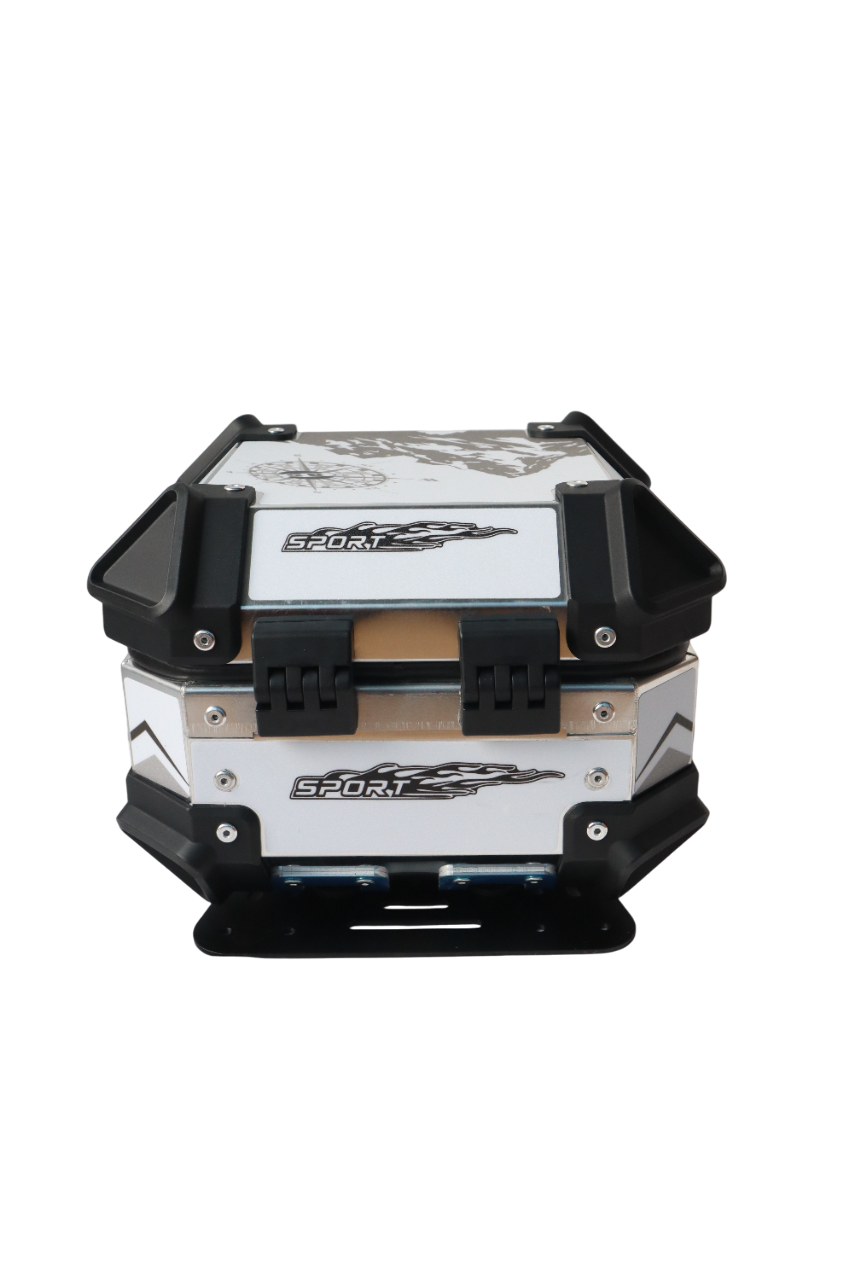 Aluminium 10 Liters Graphic ADV Silver Top Box