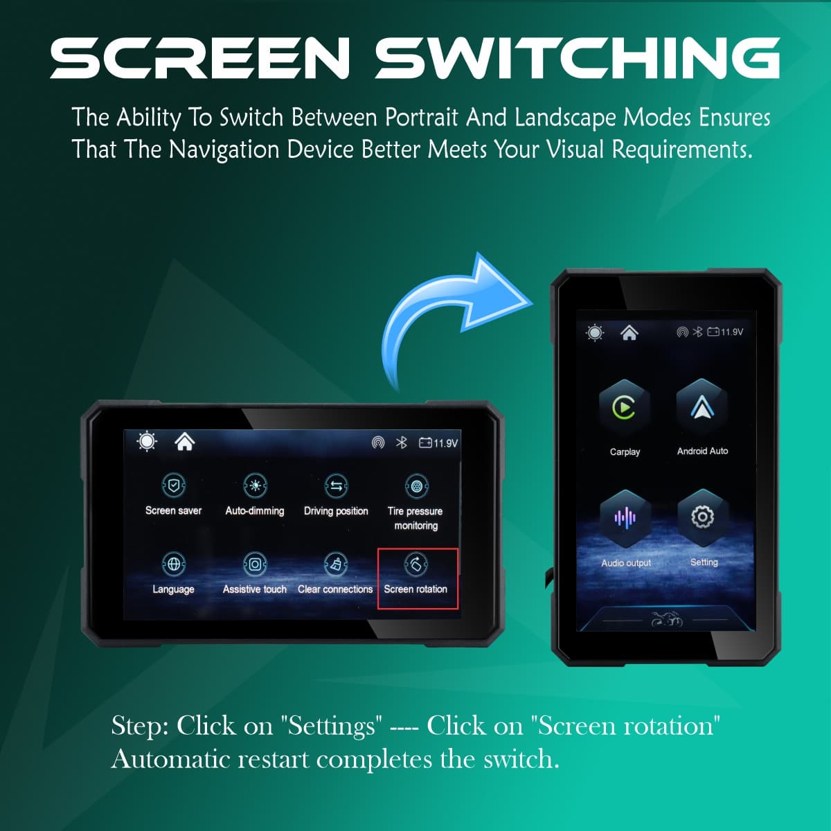Simtac Quick Detachable Motorcycle GPS CarPlay & Android Auto system – M3