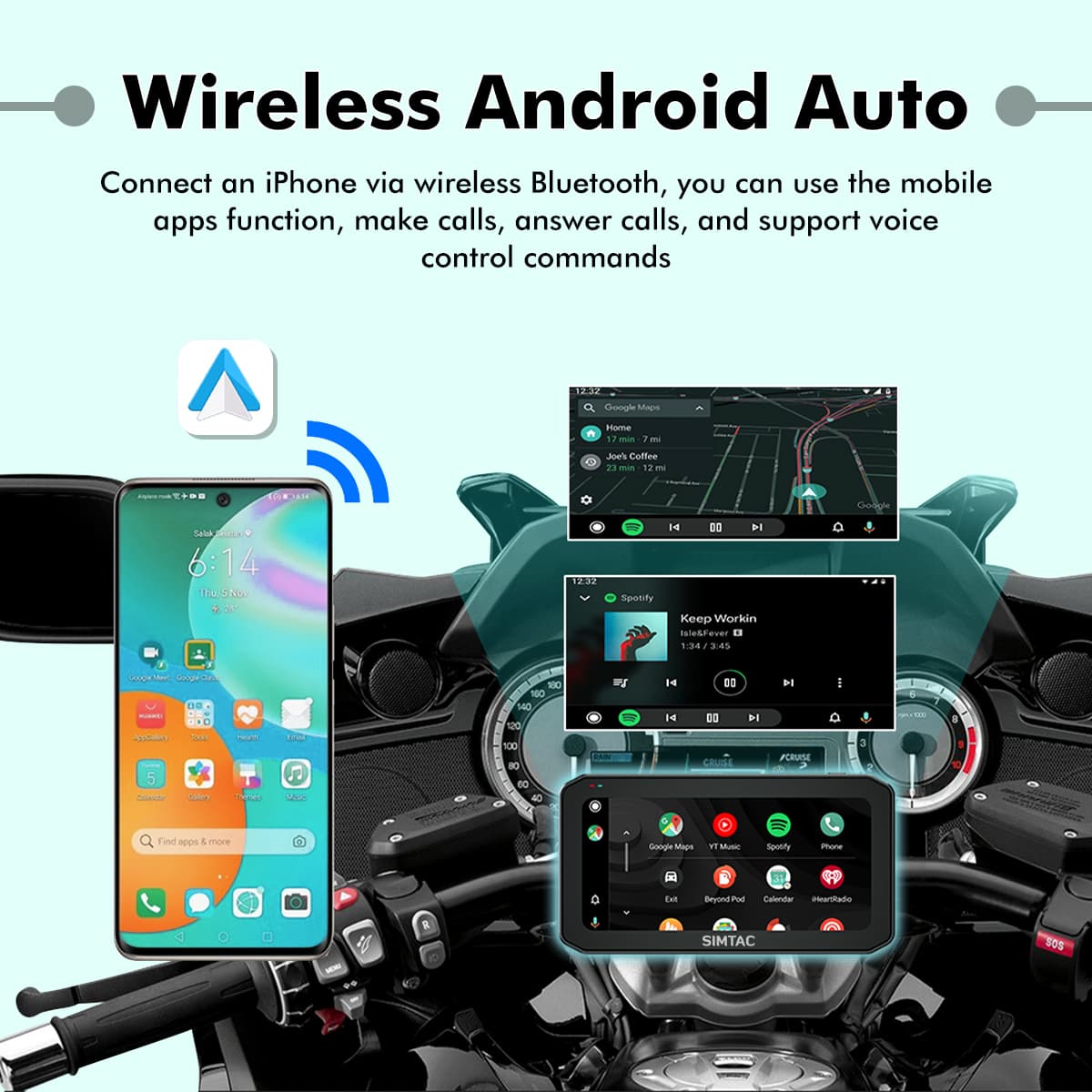 SIMTAC MOTORCYCLE GPS CARPLAY & ANDROID AUTO SYSTEM – M6DT