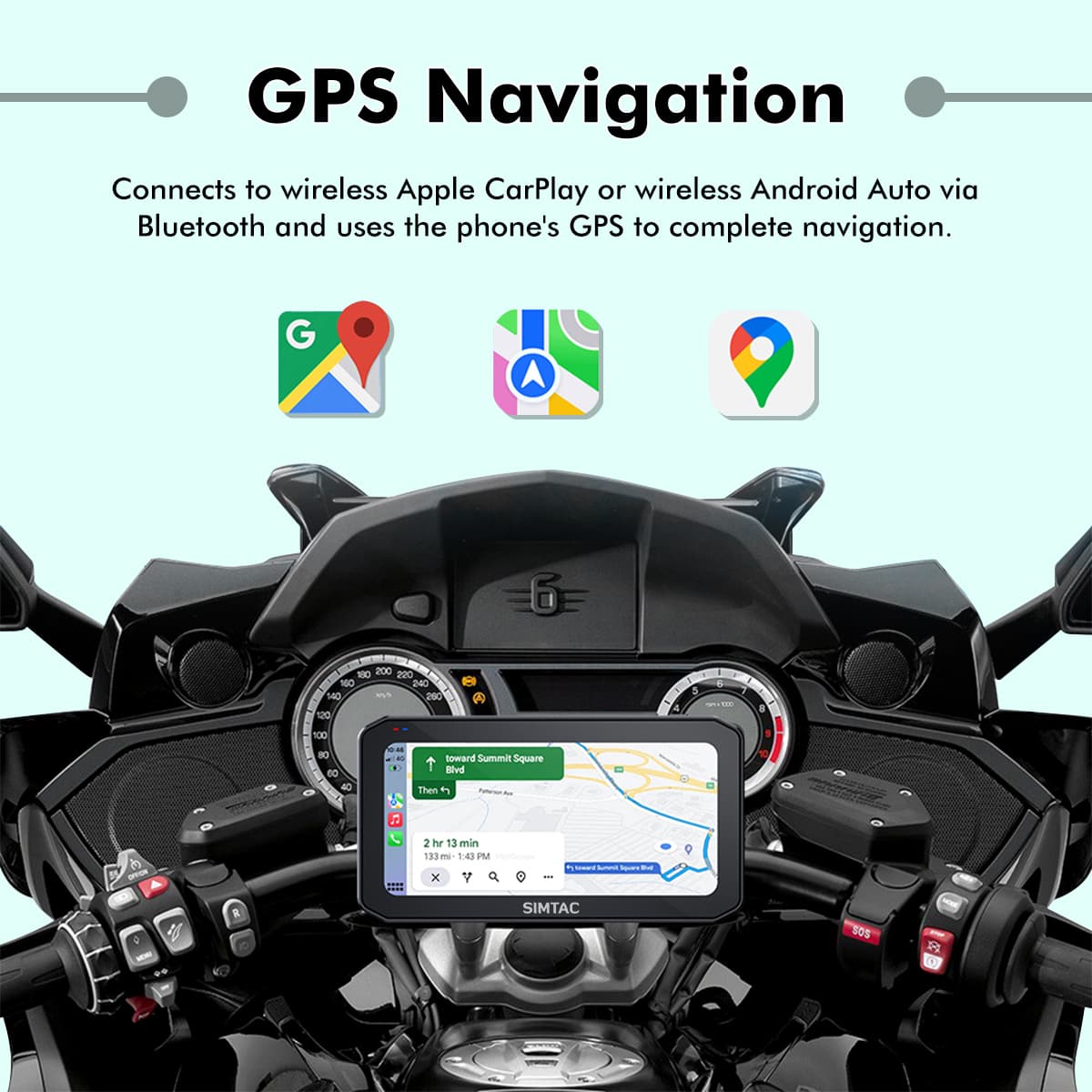 SIMTAC MOTORCYCLE GPS CARPLAY & ANDROID AUTO SYSTEM – M6DT