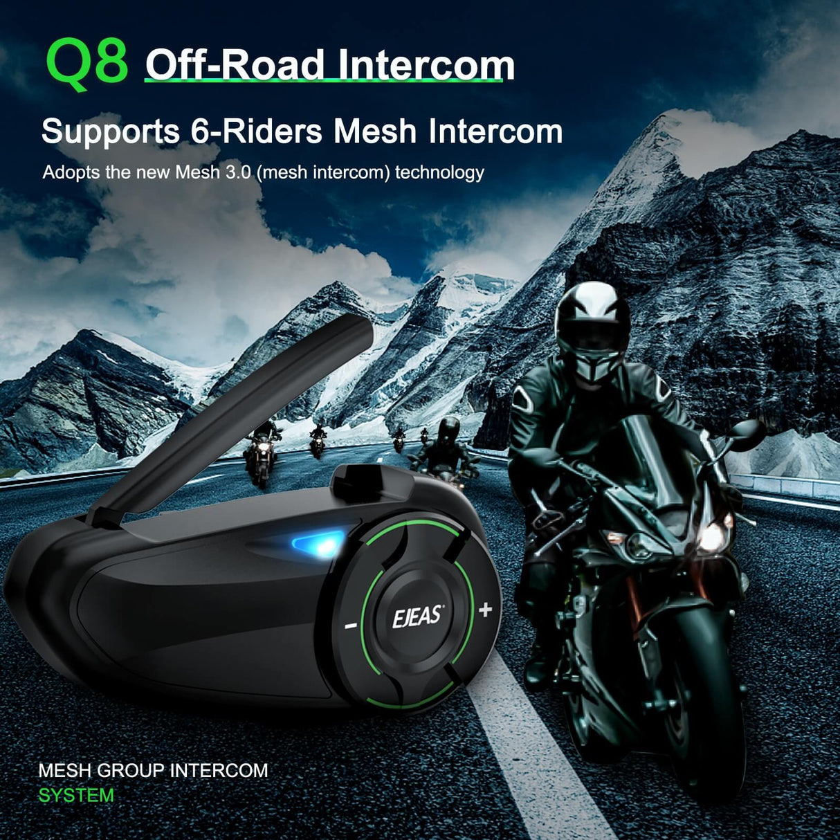 EJEAS Q8 Motorcycle Intercom System