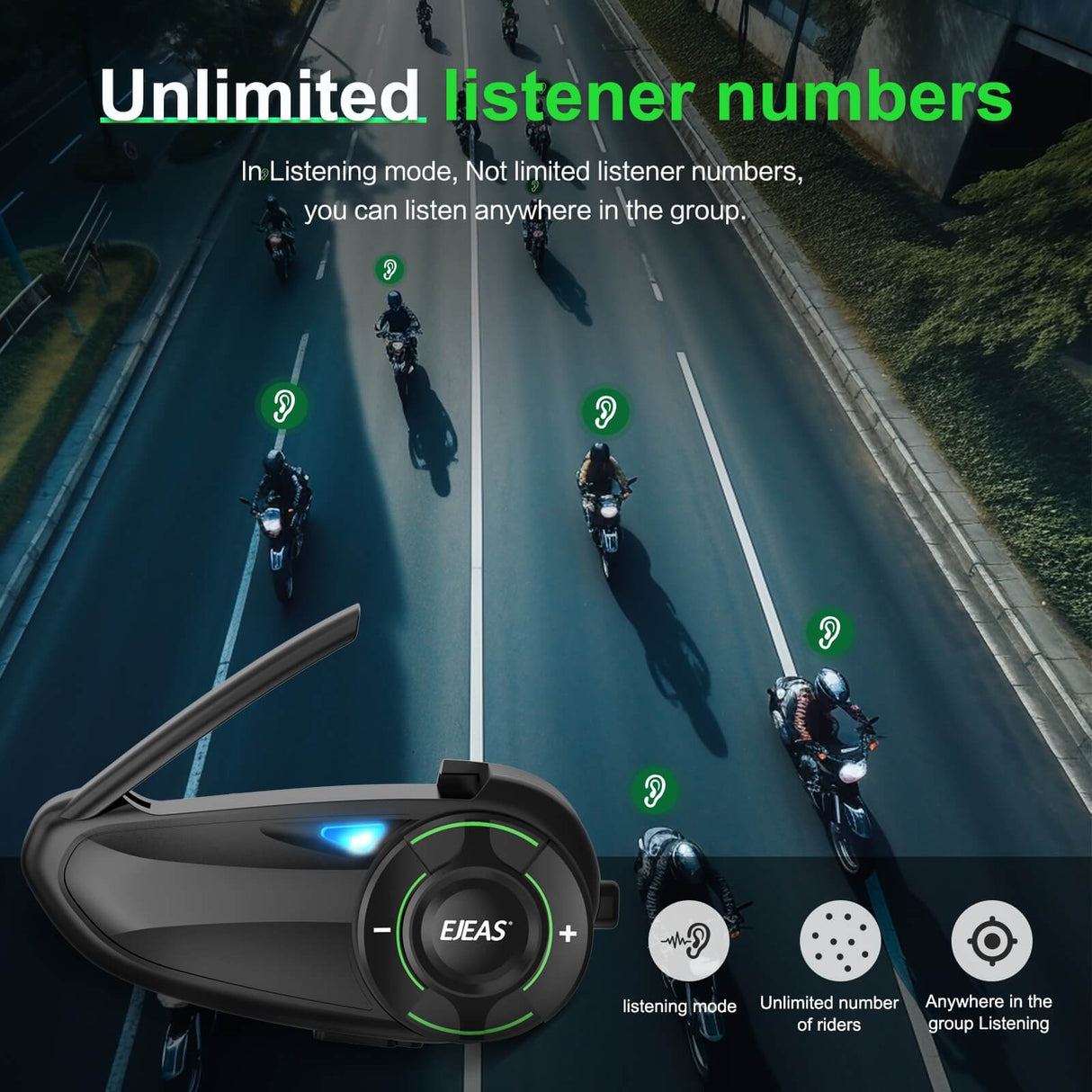 EJEAS Q8 Motorcycle Intercom System