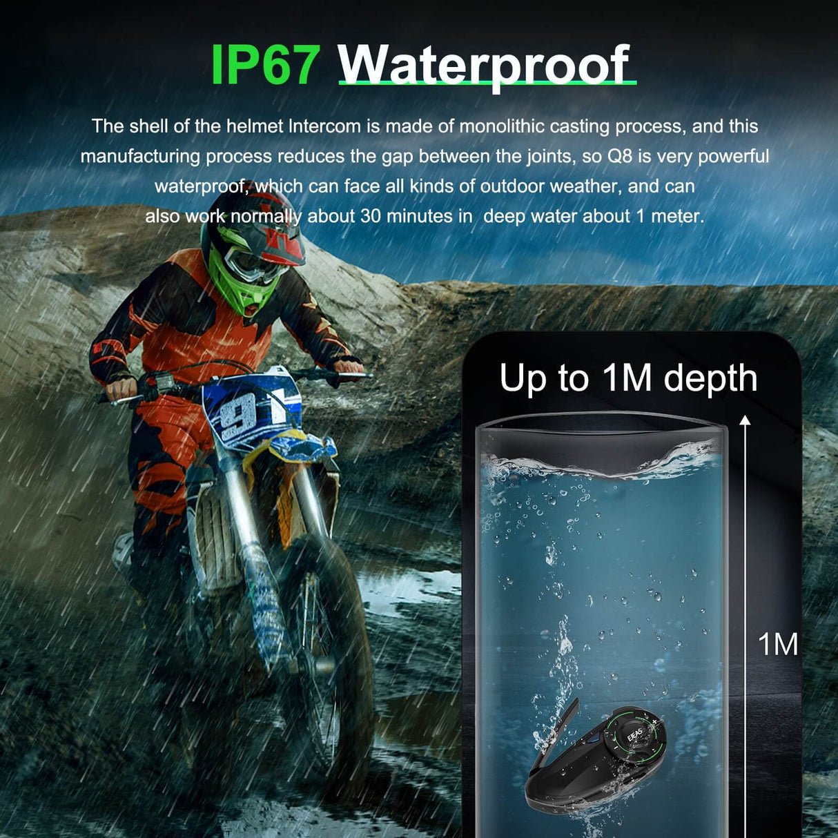 EJEAS Q8 Motorcycle Intercom System