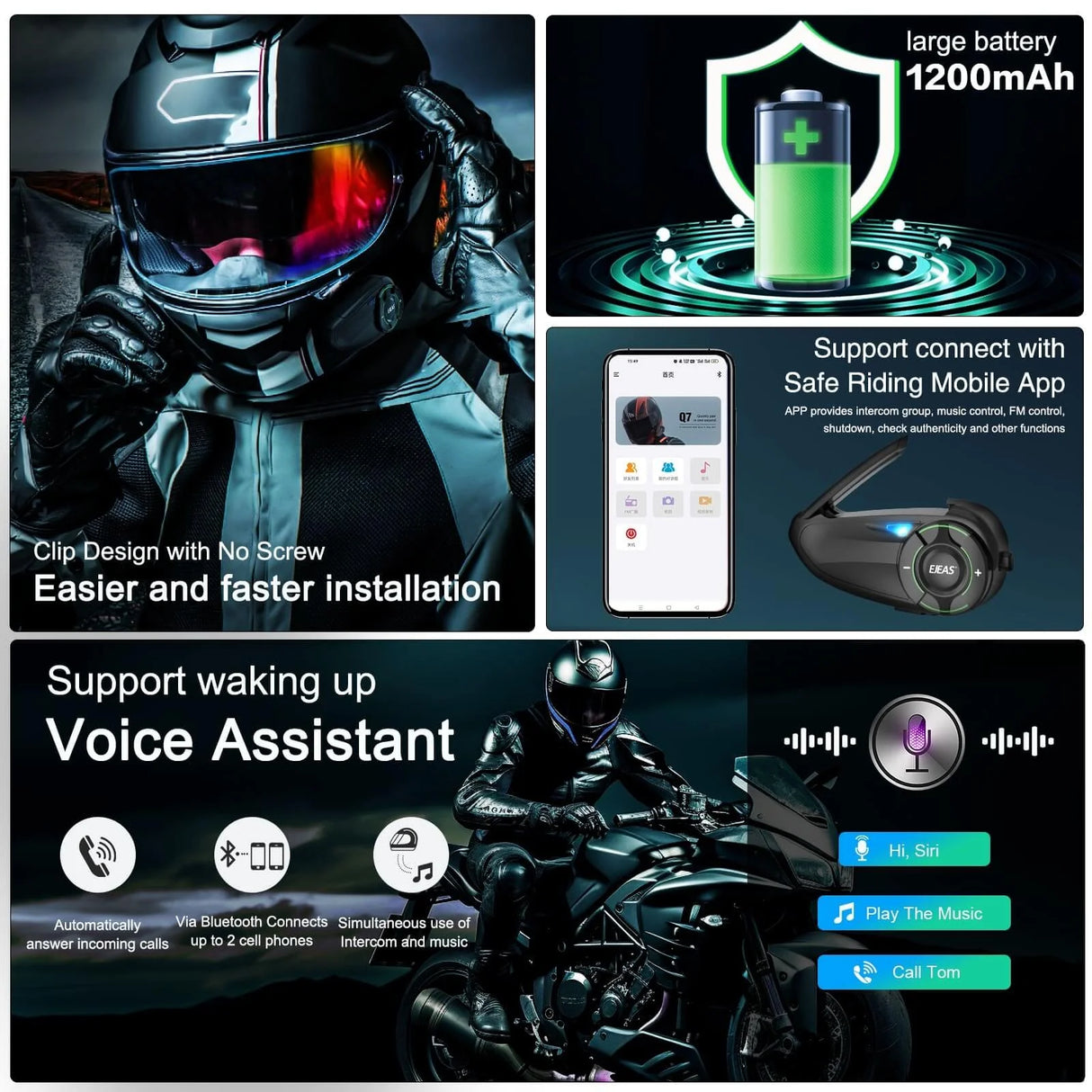 EJEAS Q8 Motorcycle Intercom System