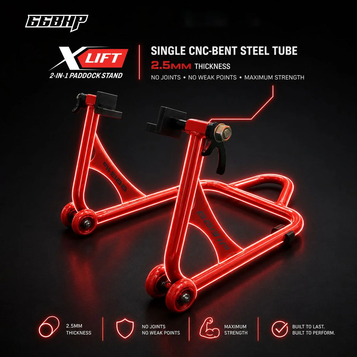 66Bhp X-Lift | The Ultimate 2-in-1 Paddock Stand – Spool & Swingarm Ready