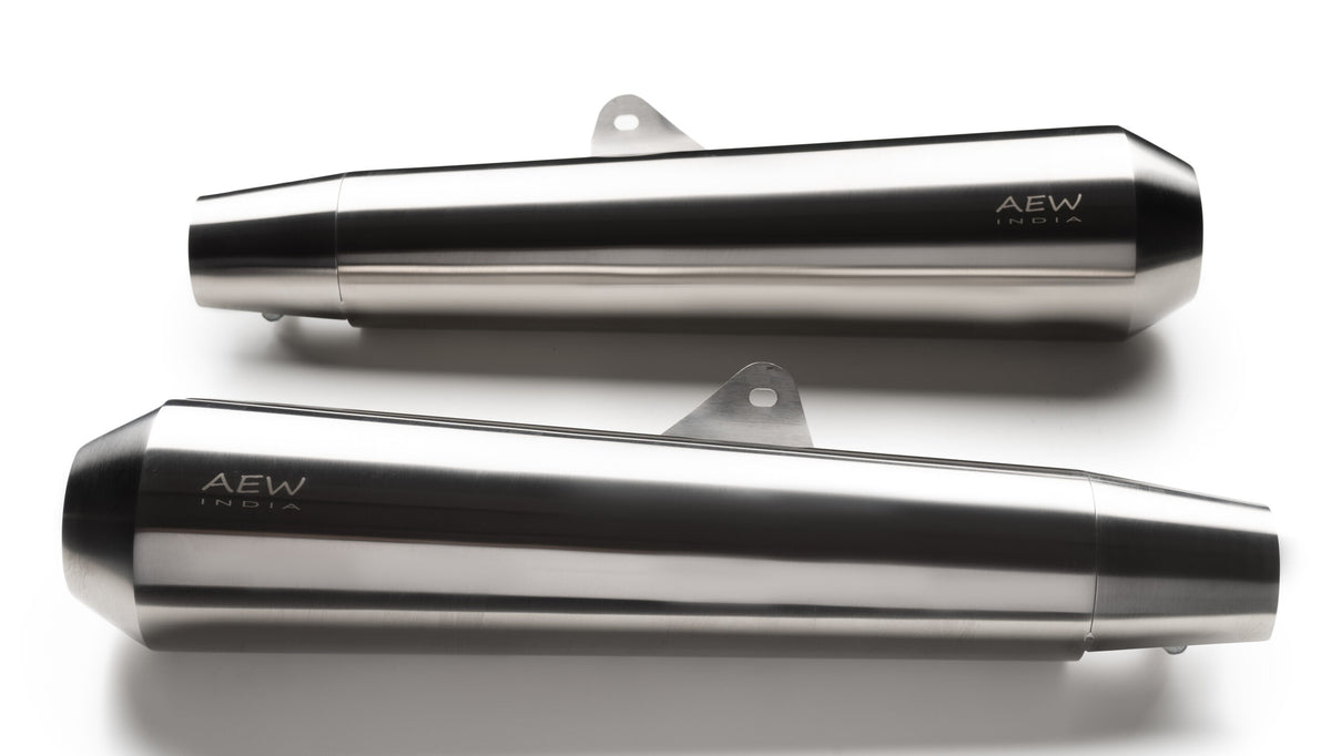 AEW Megaphone Exhaust TE 103 FOR Royal Enfield Interceptor/GT 650 (SS MATT POLISH)