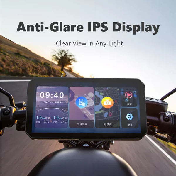 C9 Pro Max Motorcycle Front & Rear Camera with Wireless CarPlay