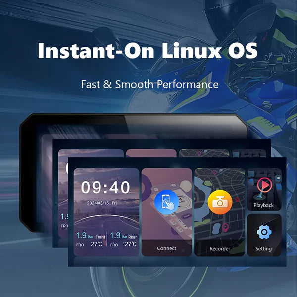 C9 Pro Max Motorcycle Front & Rear Camera with Wireless CarPlay