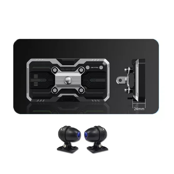 C9 Max Motorcycle Front & Rear Camera with Wireless CarPlay
