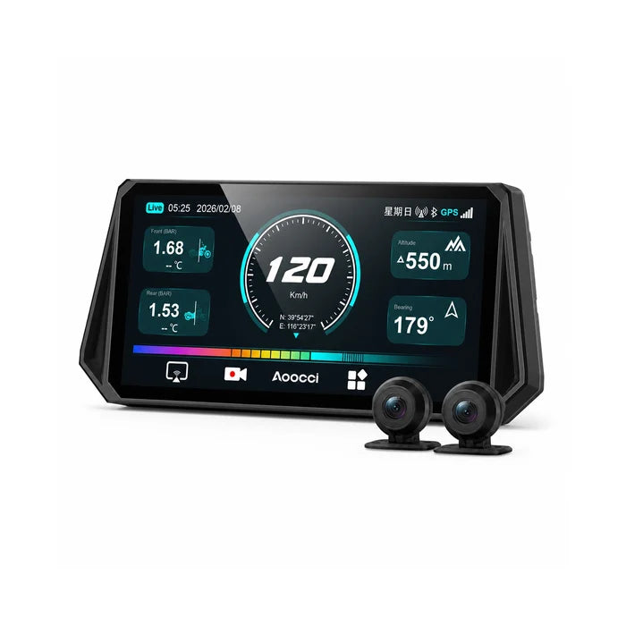 AOOCCI D6A 6.1" Ultra-Wide Smart Display with 77GHz Radar BSD & TPMS | 2K Dual Dash Cam