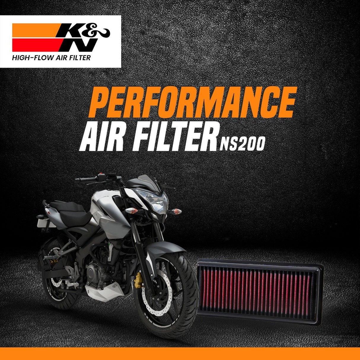 K&N Air Filter Bajaj Pulsar NS 200 - LRL Motors Bajaj NS 200 K&N Air Filter BS3 & BS4