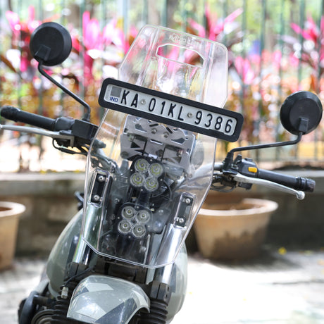 Motocare Mantis Rally Tower Touring Windshield With Clamp Kit For Royal Enfield Himalayan 411