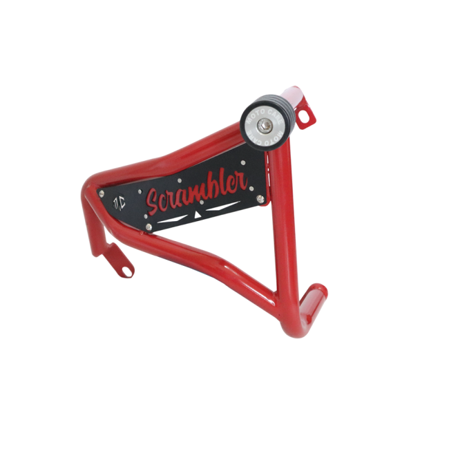 RED CRASH GUARD WITH DUAL SLIDERS FOR YEZDI SCRAMBLER