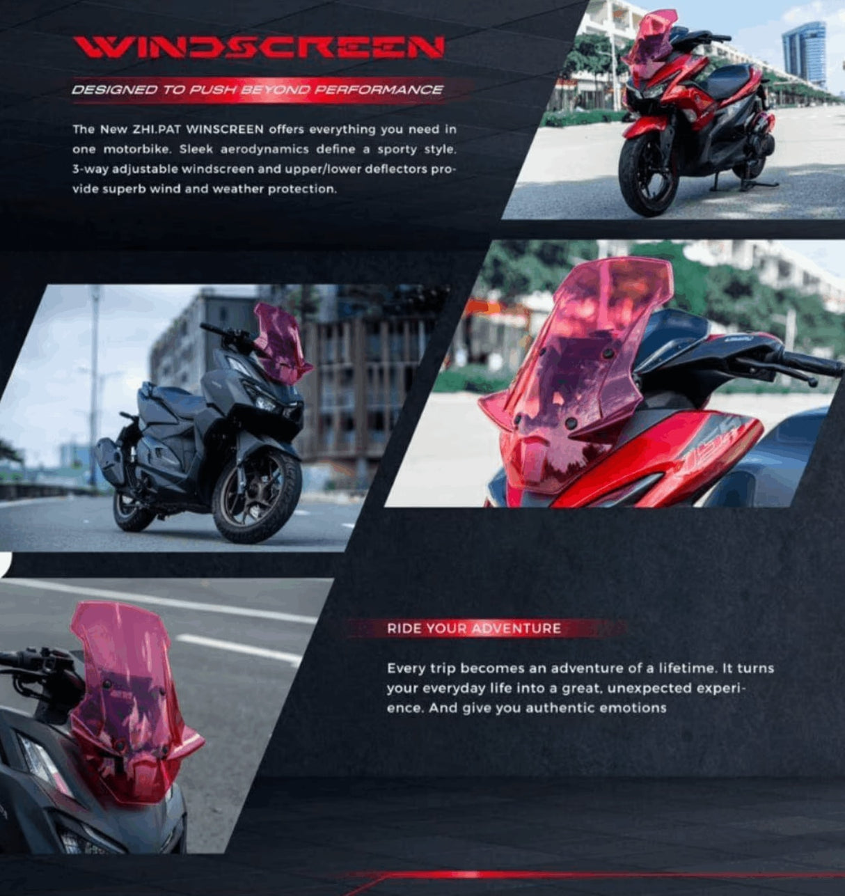 Zhipat Visor Glass Windshield Yamaha Aerox Windscreen Design V2 Aerodynamic