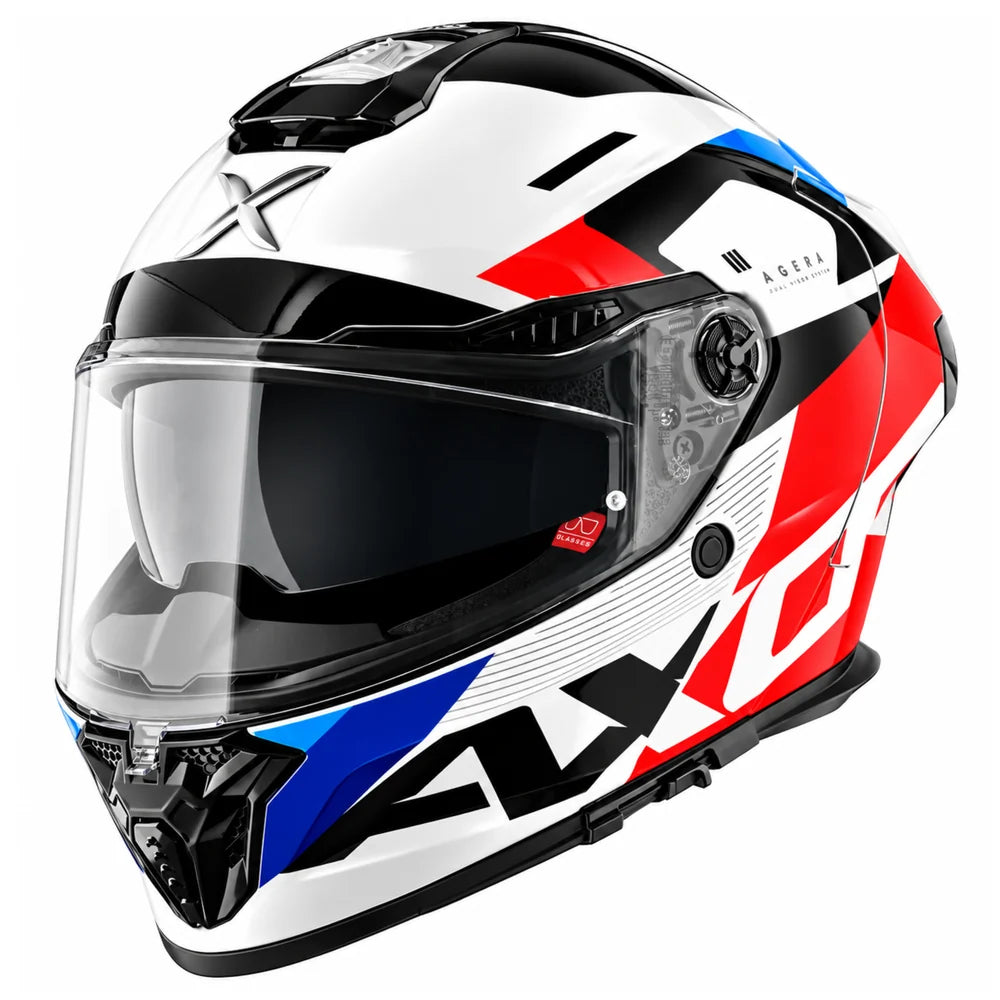 Axor Agera Rush Full Face Helmet With Spoiler (White Red)
