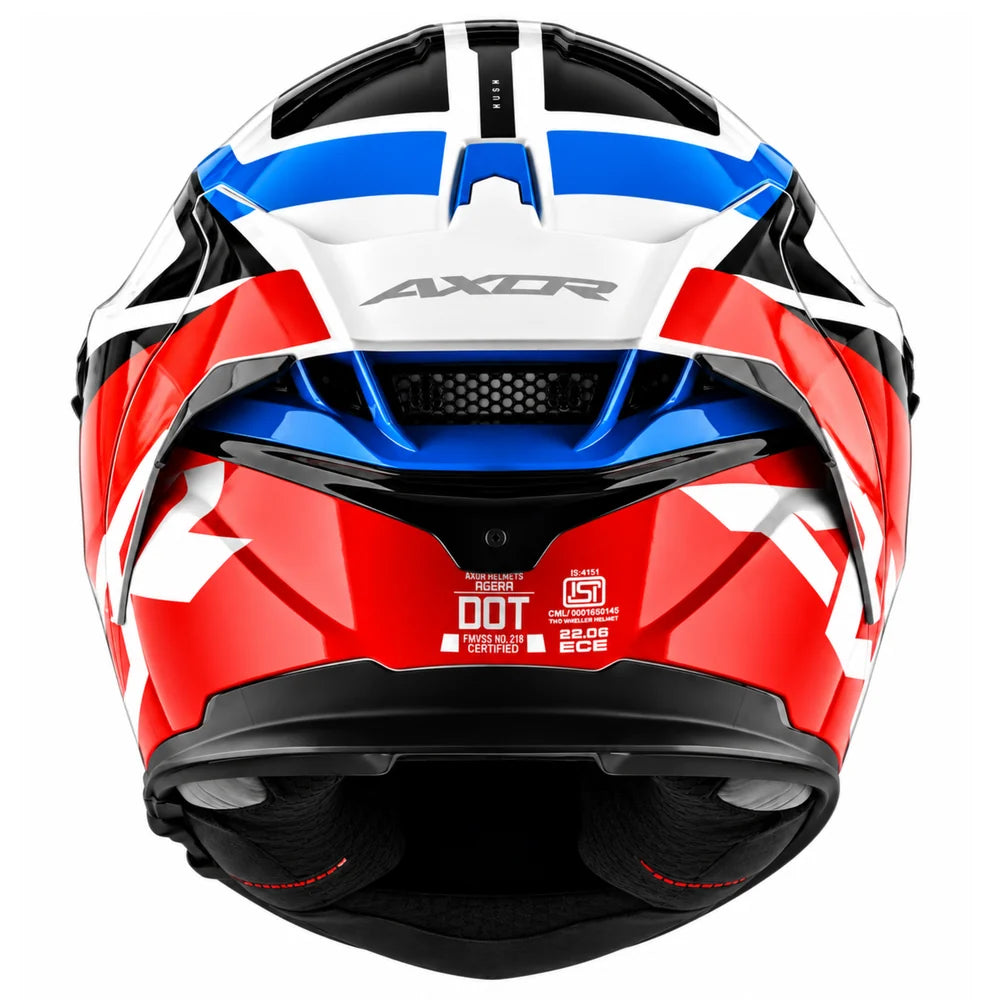 Axor Agera Rush Full Face Helmet With Spoiler (White Red)