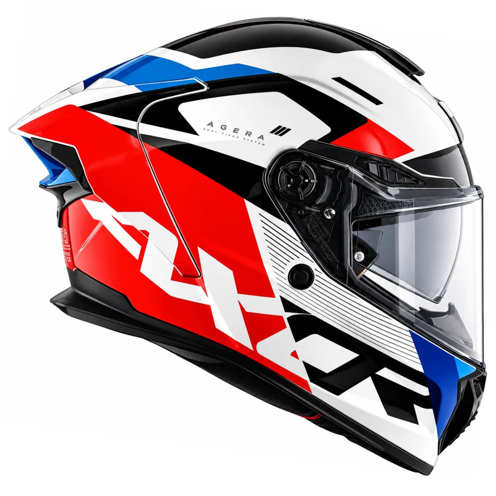 Axor Agera Rush Full Face Helmet With Spoiler (White Red)