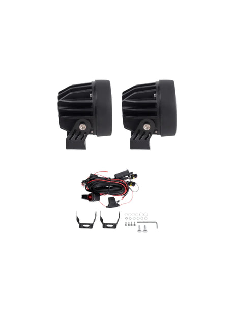 HJG 4 LED Cap Round Pair Foglight With Wireharness