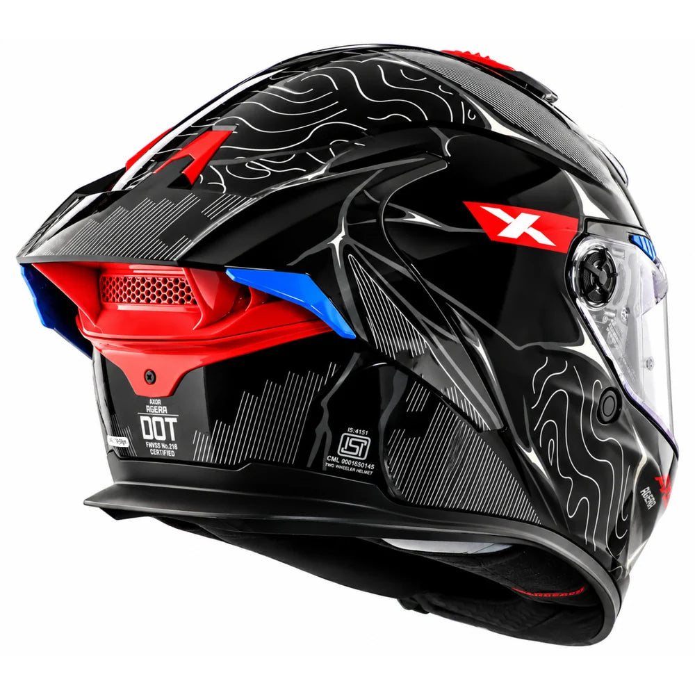 Axor Agera Raiz Full Face Helmet With Spoiler (Black Grey)