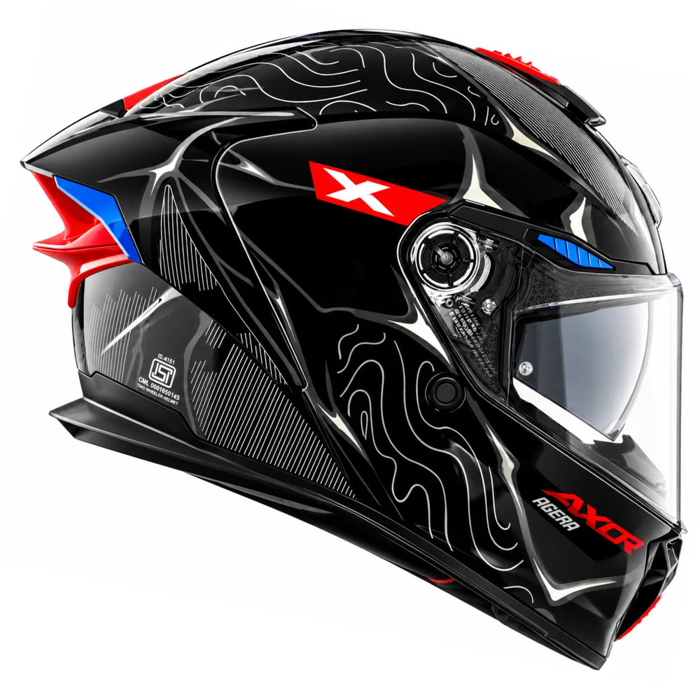 Axor Agera Raiz Full Face Helmet With Spoiler (Black Grey)