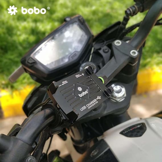 BOBO BM2 Aluminium Waterproof Bike/Motorcycle/Scooter Mobile Phone Holder Mount with 2.5A USB Charger, Ideal for Maps and GPS Navigation (Black)