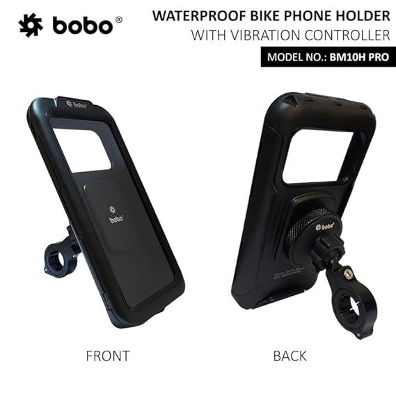 BOBO BM10H PRO Handlebar Mount with Vibration Controller, Fully Waterproof Bike/Motorcycle/Scooter Mobile Phone Holder Mount, Ideal for Maps and GPS Navigation (Black)