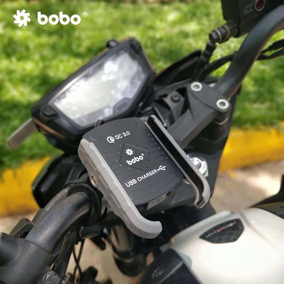 BOBO BM1 Jaw-Grip Bike Phone Holder (with fast USB 3.0 charger) Motorcycle Mobile Mount