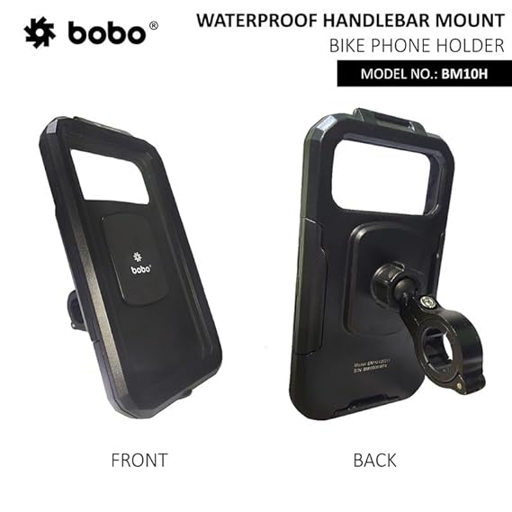 BOBO BM10H Handlebar Mount Fully Waterproof BikeMotorcycleScooter Mobile Phone Holder Mount, Ideal for Maps and GPS Navigation (Black)