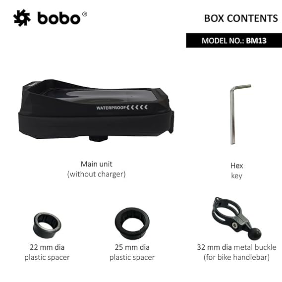 BOBO BM13 Zip Box Fully Waterproof Bike/Motorcycle/Scooter Mobile Phone Holder Mount, Ideal for Maps and GPS Navigation (Black)