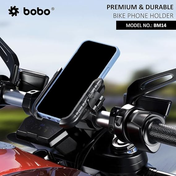 BOBO BM14 Quick Release Enhanced BM4 Waterproof BikeMotorcycleScooter Mobile Phone Holder Mount, Ideal for Maps and GPS Navigation (Black)